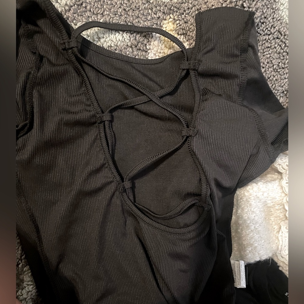 Black Body suit with tie open back